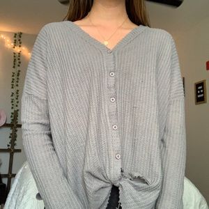Grey knit tie top